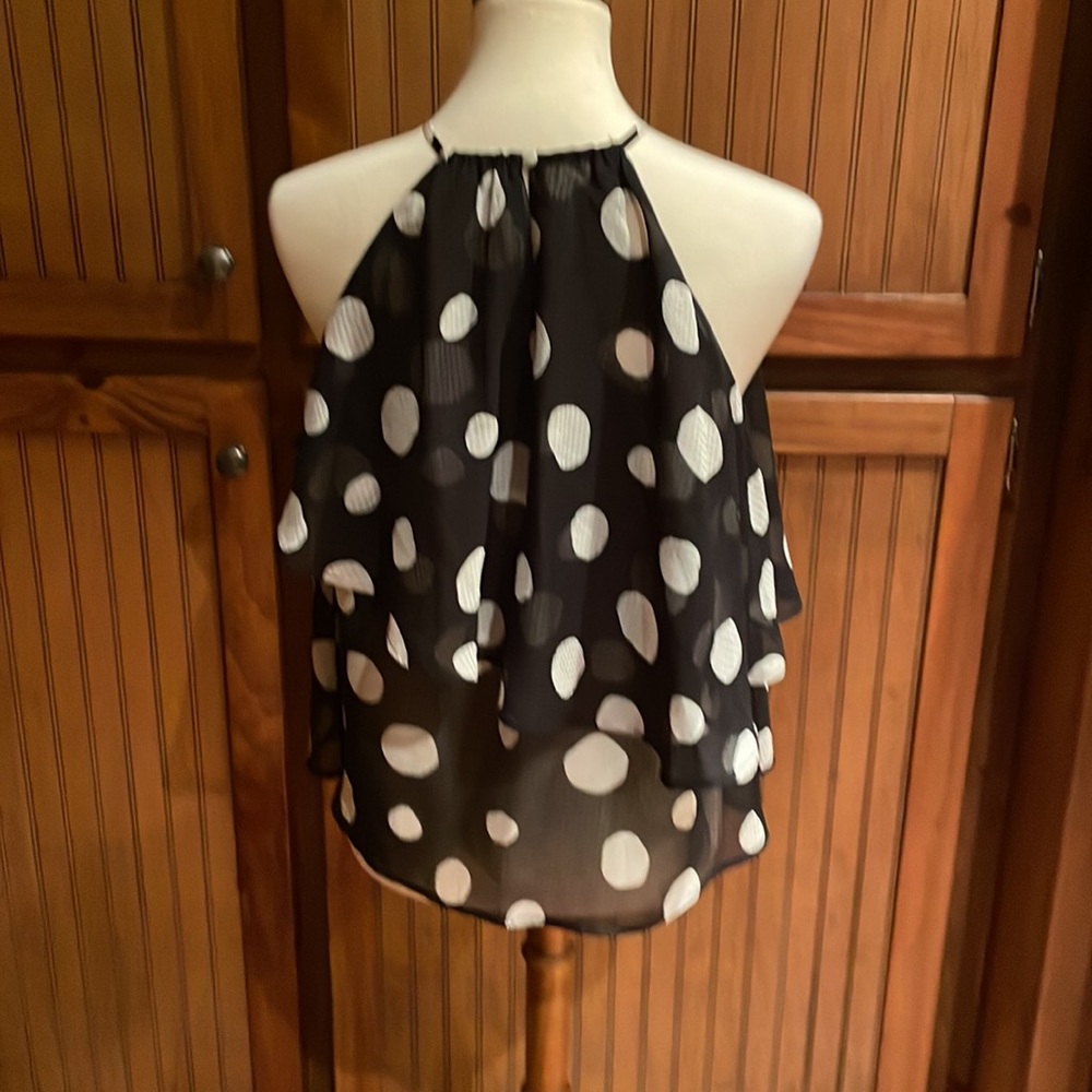 #108, Who What Wear, size S, sheer cold shouldered high neck top - Picture 3 of 3